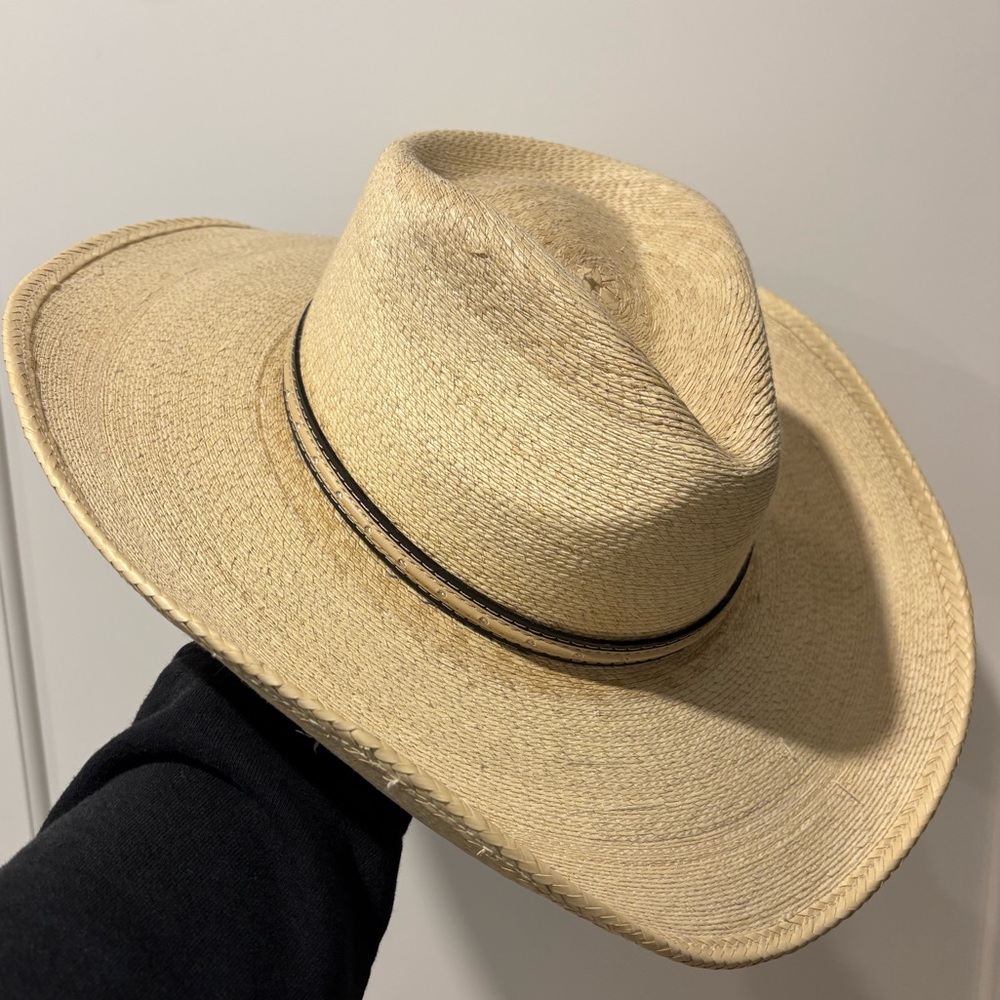 Stetson Natural Palm Hat with Brown Leather Band size small